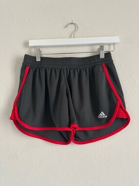adidas Black Athletic Shorts with Red Piping